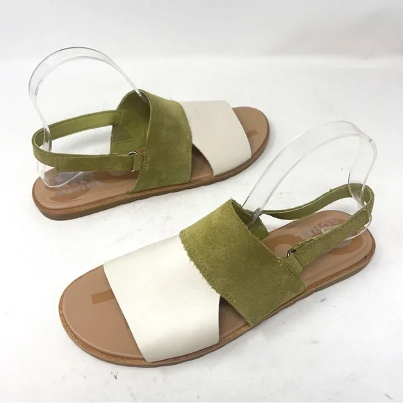 Sorel Ella II Slingback Sandals Olive Shade Genuine Leather Open Toe Shoes Sz 9 - Picture 3 of 8